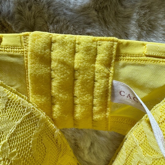 Lane Bryant Cacique Bra Boost Plunge Balconette Bra w/ Lace in Yellow Sz 42 DDD - Picture 6 of 8